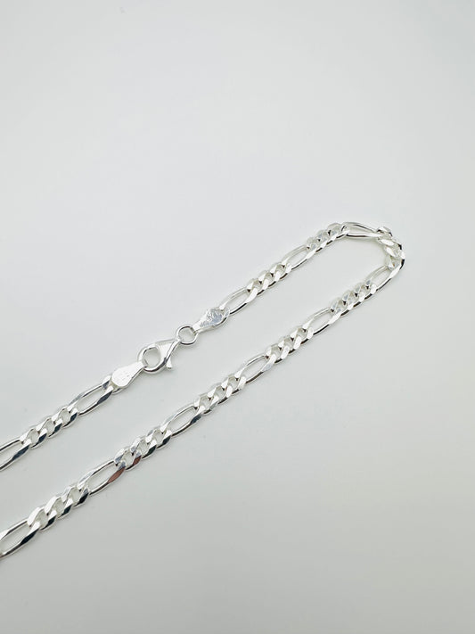 Sterling Silver Solid Figaro Chain Necklace - 6mm width - 18” 20” 22” 24” Length