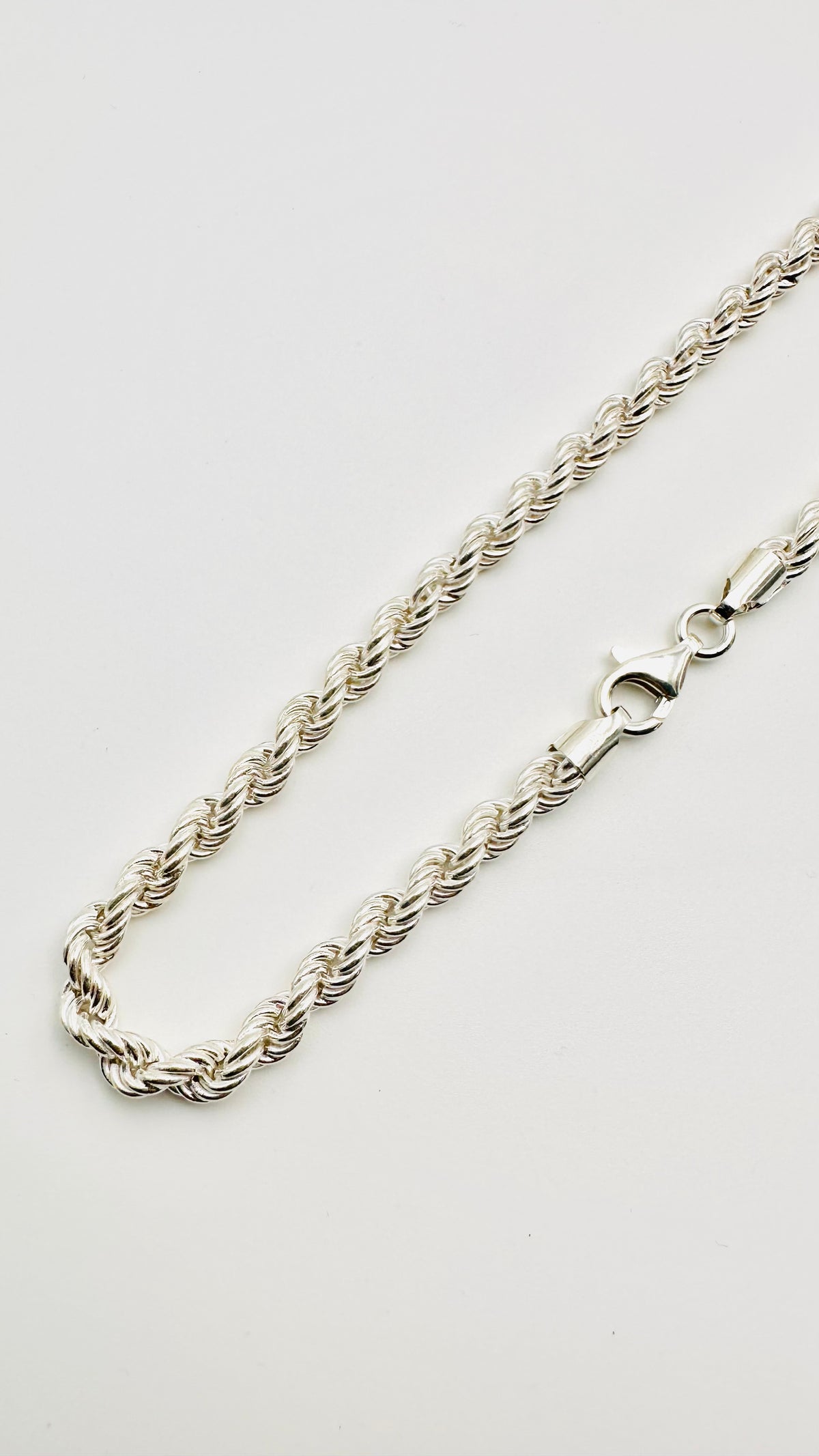 Sterling Silver Solid Twisted Rope Chain Necklace - 8mm width - 18” 20” 22” 24” Length