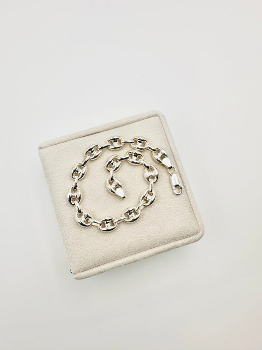 925 Sterling Silver Mens 10mm Width Anchor Mariner Bracelet 8.5 inch