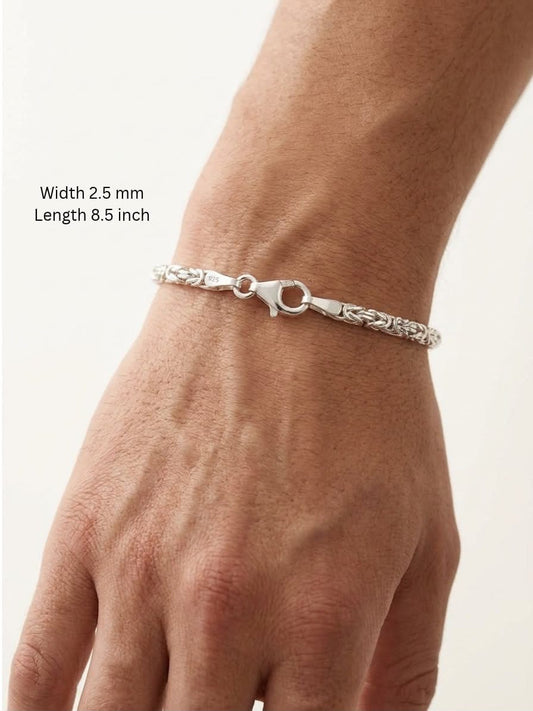 925 Sterling Silver Kings Byzantine Bracelet 2.5mm Width - 8.5 inch