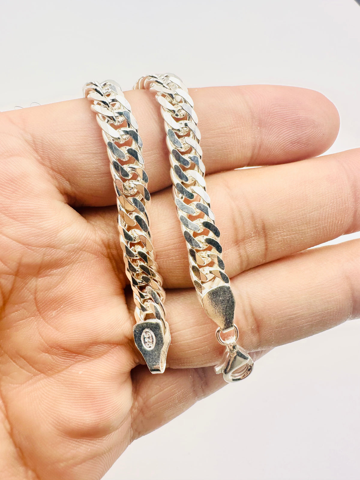 Chain the Men Heavy 925 Silver Mens 8mm Double Curb Bracelet 8.5” - Chunky Design