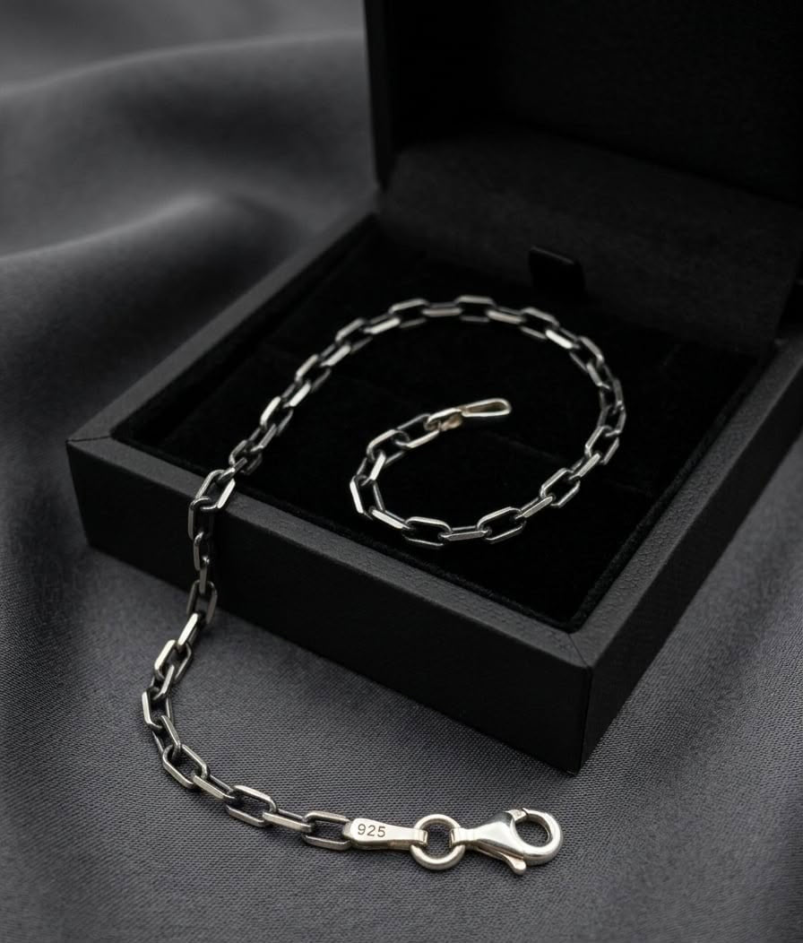 Chain the Men Black Silver Mens 3mm Cable Bracelet - Road Trip Design