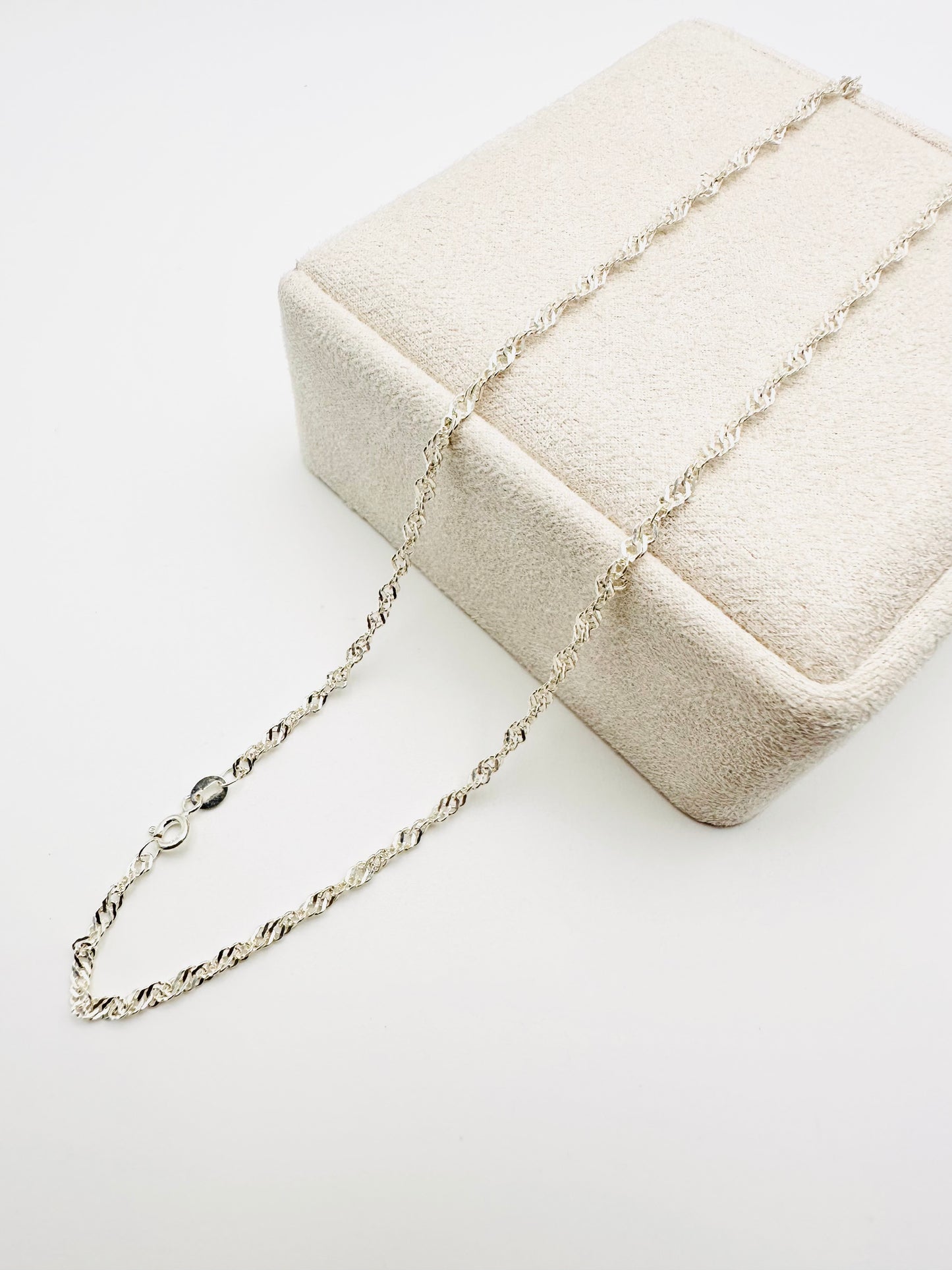 Sterling Silver Singapore Chain Necklace - 3mm width - 18” 20” 22” 24” Length