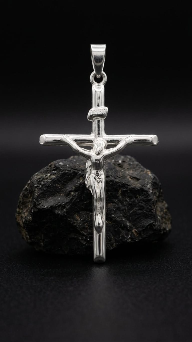 925 Sterling Silver Large Crucifix Cross Pendant Gift - Handmade Solid