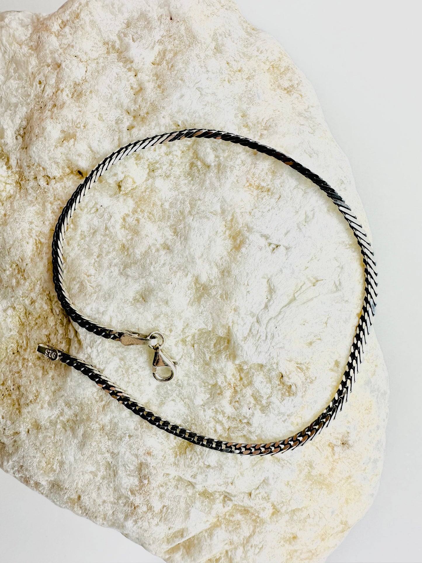 Chain the Men Black Silver Mens 3mm Curb Bracelet - Bat Design