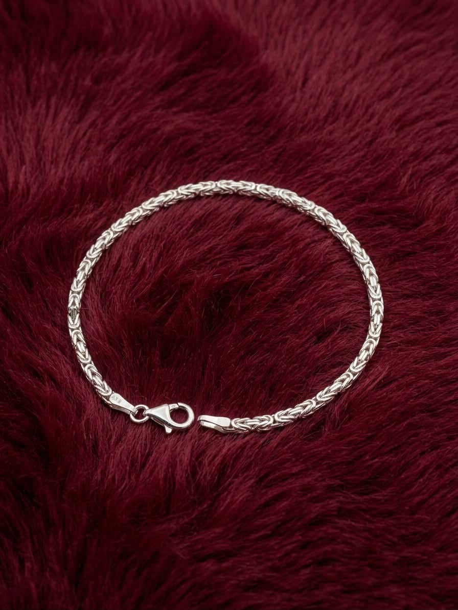 925 Sterling Silver Kings Byzantine Bracelet 2.5mm Width - 8.5 inch