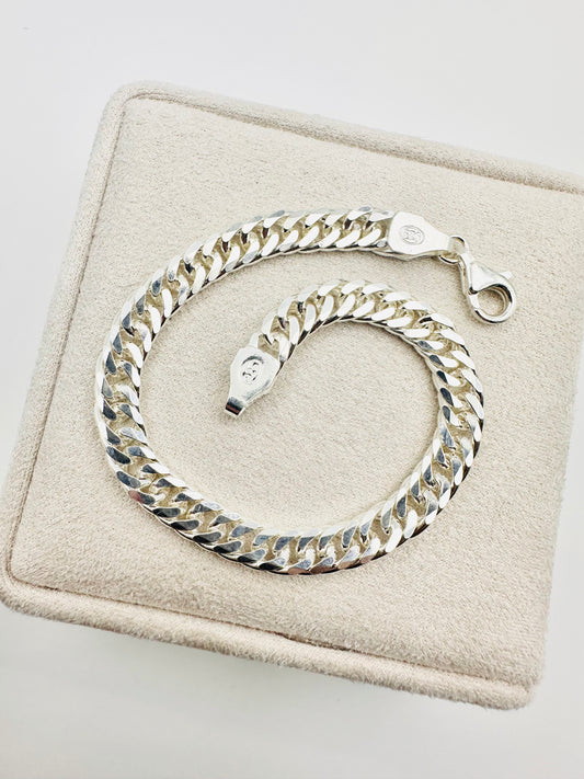 Chain the Men Heavy 925 Silver Mens 8mm Double Curb Bracelet 8.5” - Chunky Design