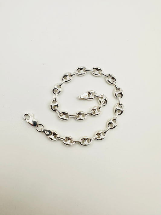 925 Sterling Silver 4mm Width Anchor Mariner Bracelet 8.5 inch