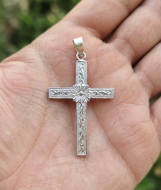 925 Sterling Silver English King Large Cross Pendant Gift