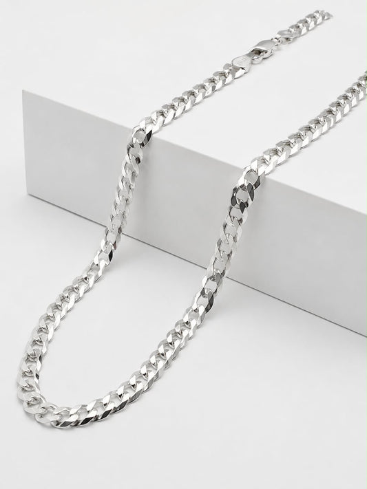 Solid Sterling Silver Curb Chain Necklace - 4mm width - 18” 20” 22” 24” Length