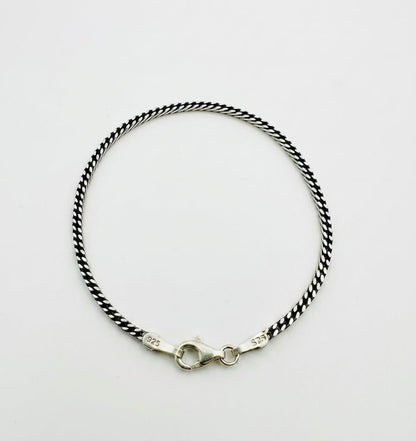Chain the Men Black Silver Mens 3mm Curb Bracelet - Bat Design