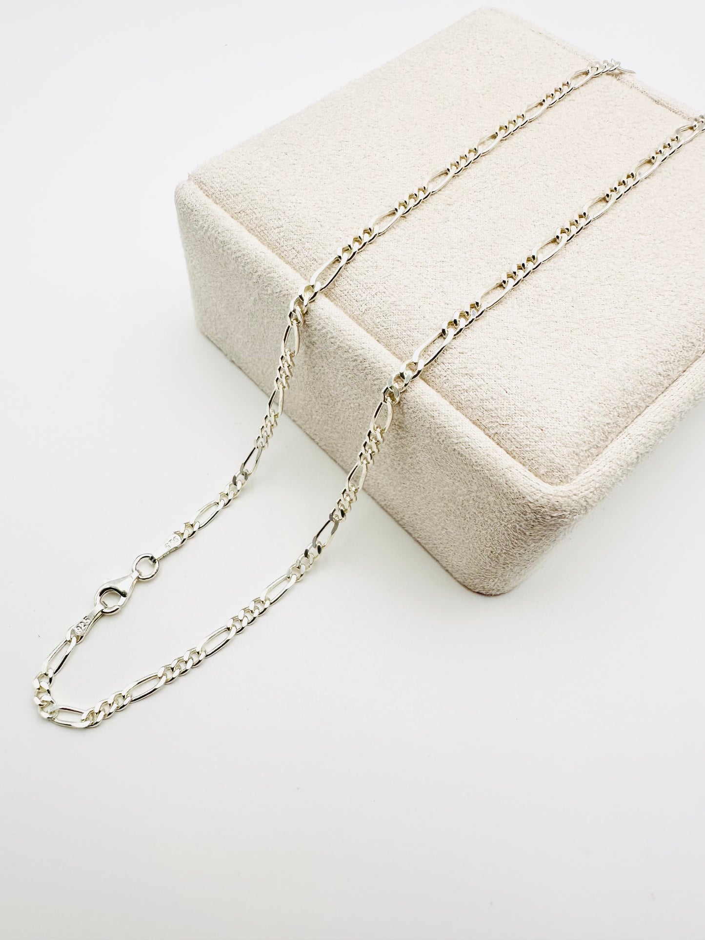 Sterling Silver Solid Figaro Chain Necklace - 3mm width - 18” 20” 22” 24” Length