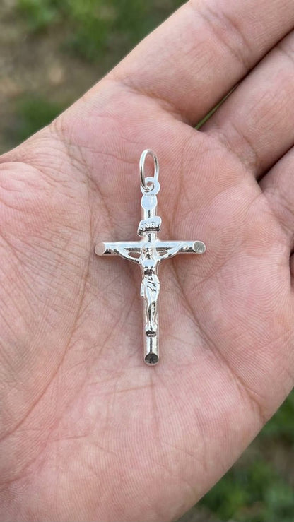 925 Sterling Silver Medium Crucifix Handmade Cross Pendant Gift - Solid