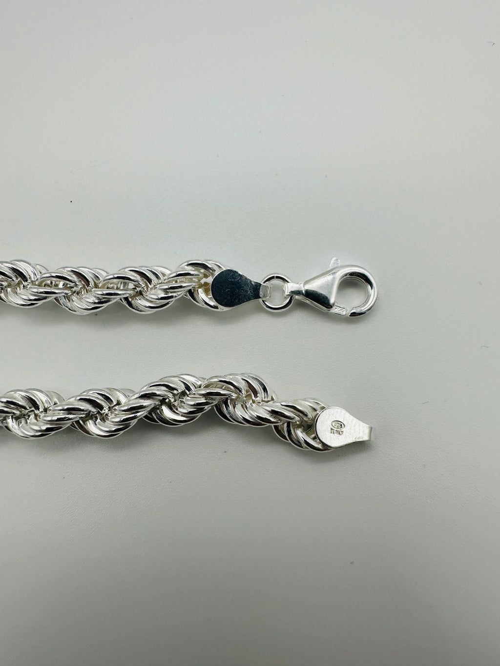 925 Sterling Silver 8mmHeavy Chunky Mens Rope Bracelet 8 inch