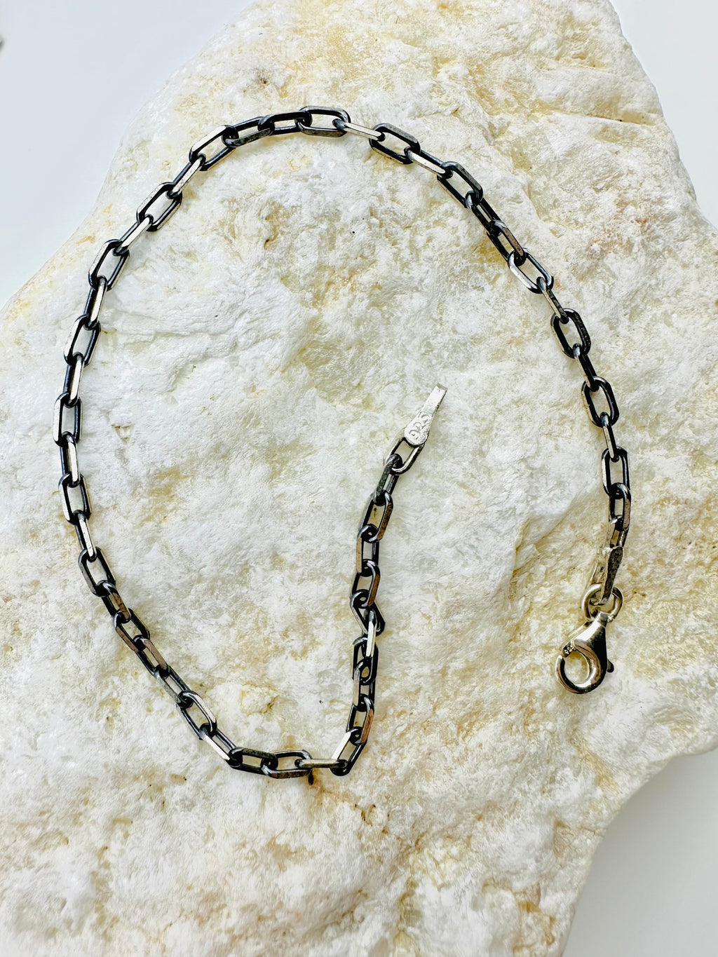 Chain the Men Black Silver Mens 3mm Cable Bracelet - Road Trip Design