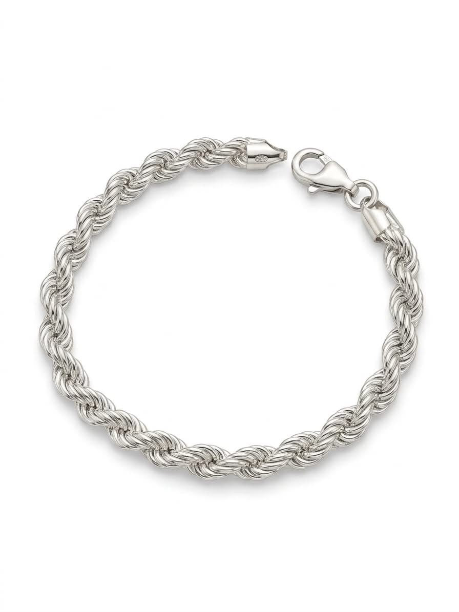 925 Sterling Silver Large Rope Bracelet 9mm Width - 8.5 inch