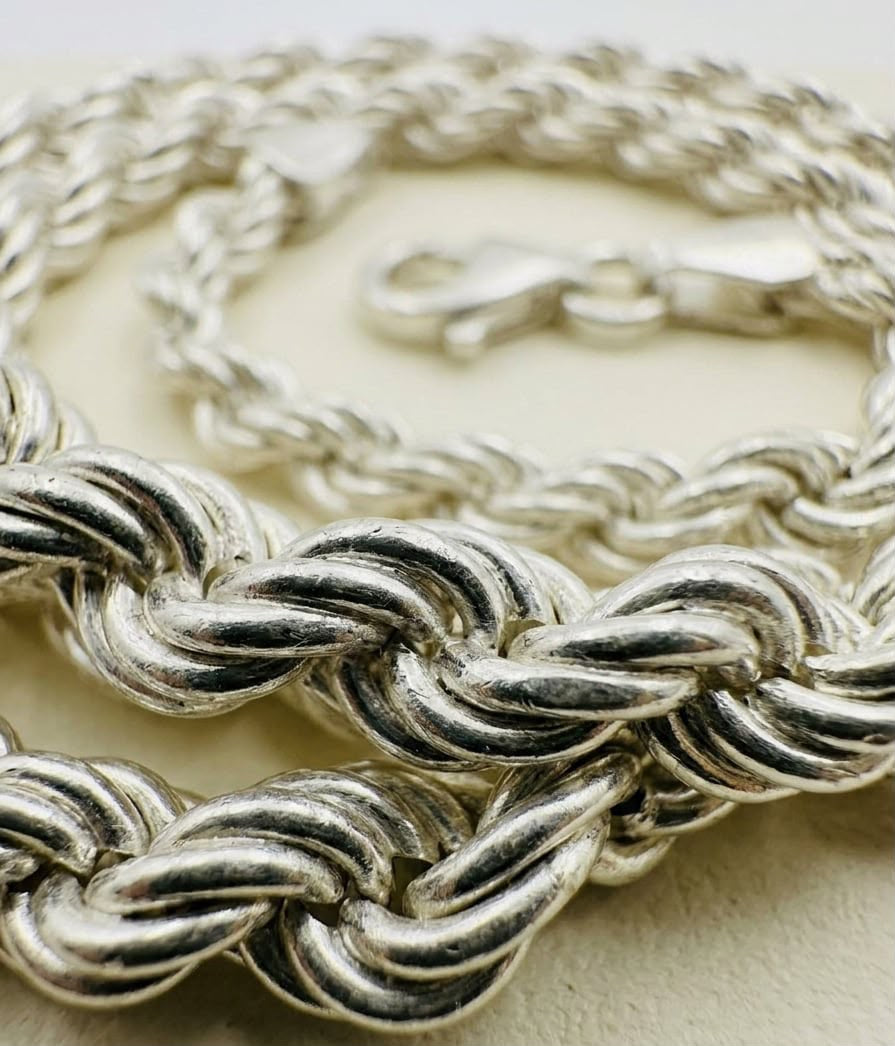 Chain the Men Sterling Silver Mens 5mm Rome Rope Bracelet 8 inch