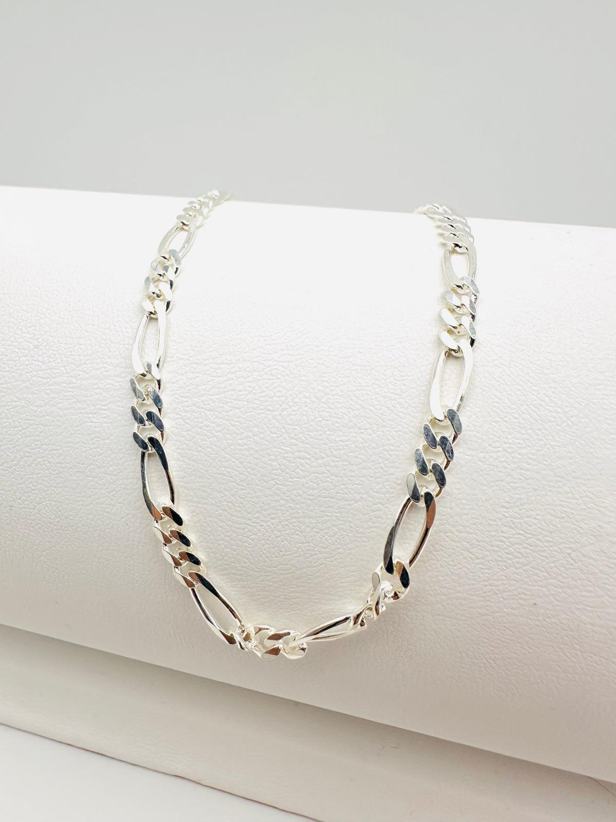 Sterling Silver Solid Figaro Chain Necklace - 5mm width - 18” 20” 22” 24” Length
