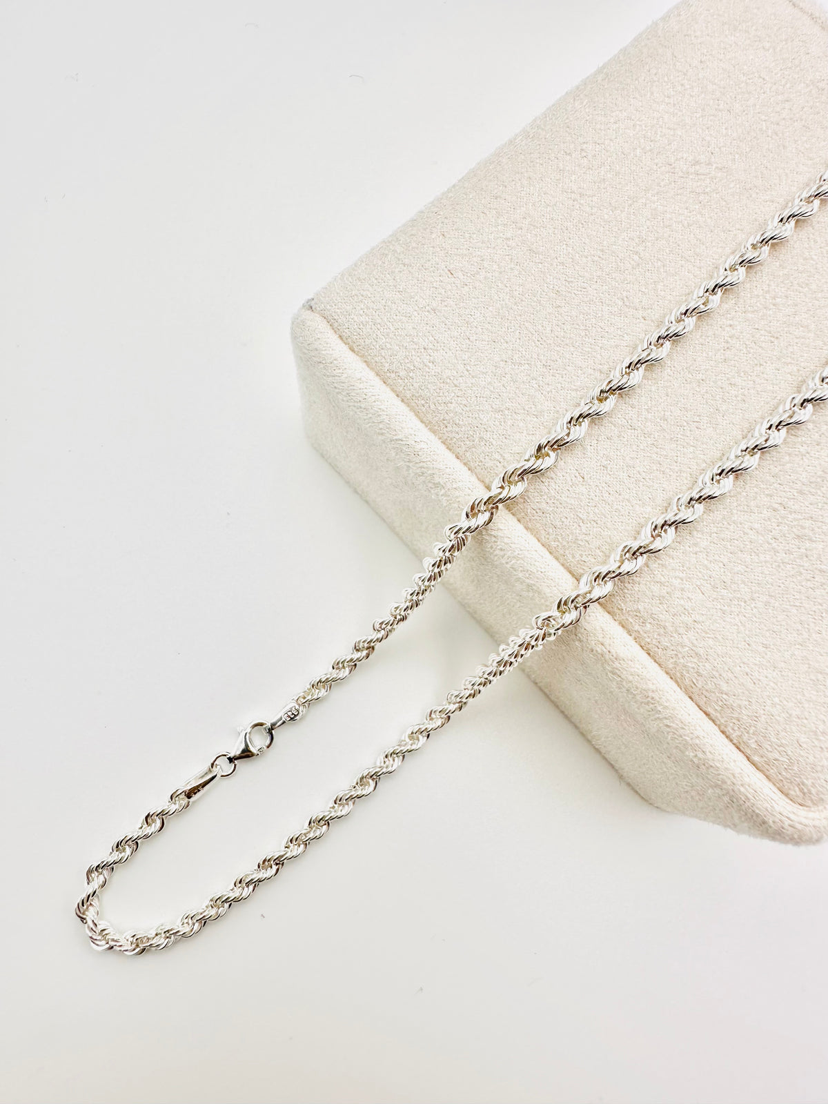 Sterling Silver Solid Twisted Rope Chain Necklace - 4mm width - 18” 20” 22” 24” Length