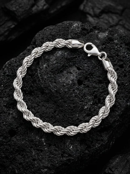 925 Sterling Silver Large Rope Bracelet 9mm Width - 8.5 inch