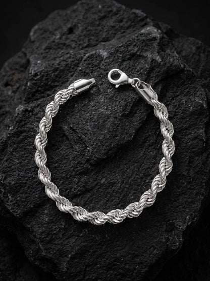 925 Sterling Silver Chunky Rope Bracelet 8mm Width - 8.5 inch