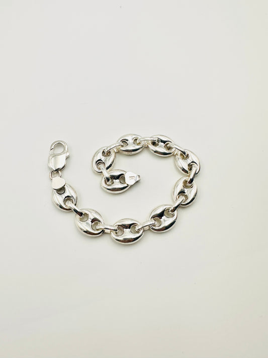 925 Sterling Silver Mens 12mm Width Anchor Mariner Bracelet 8.5 inch - Chunky Heavy