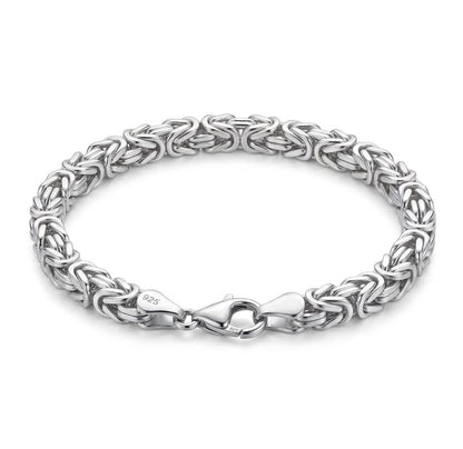 925 Sterling Kings Byzantine Silver Bracelet - 5mm width -8.5 inch