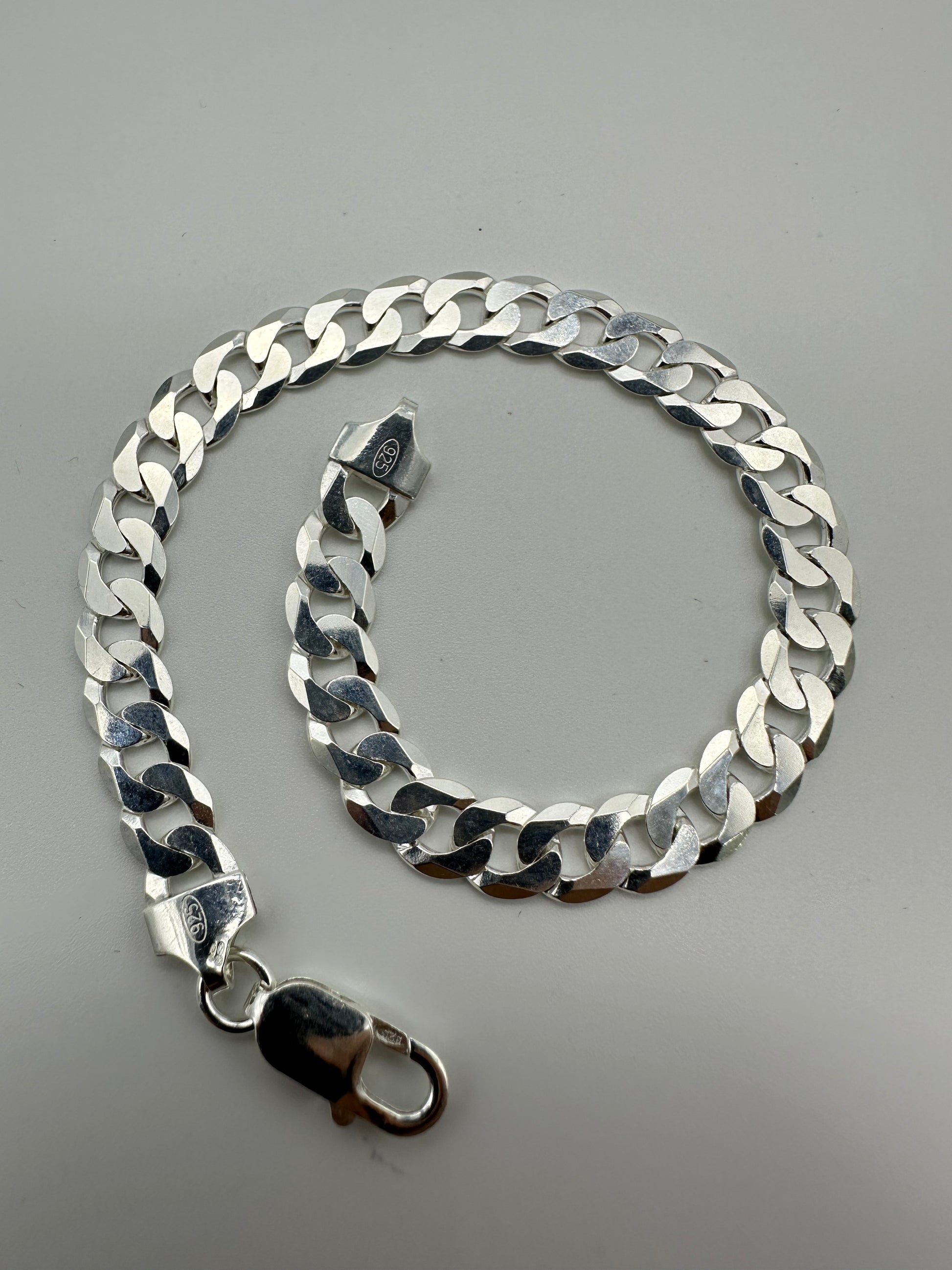 Solid 925 Sterling Silver Heavy Chunky Mens Curb Bracelet 8.5 inch