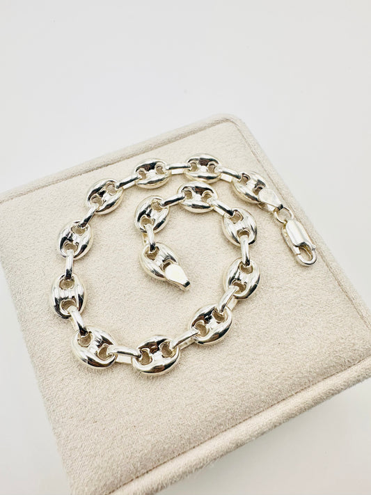 925 Sterling Silver 8mm Width Anchor Mariner Bracelet 8.5 inch