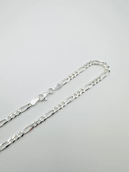Sterling Silver Solid Figaro Chain Necklace - 6mm width - 18” 20” 22” 24” Length