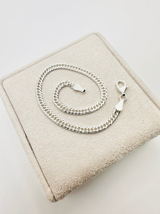 Chain the Men 925 Silver Mens 4mm Double Curb Bracelet 8.5” - Heavy Design