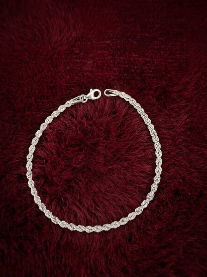 925 Sterling Silver Rope Bracelet 3mm Width - 8.5 inch