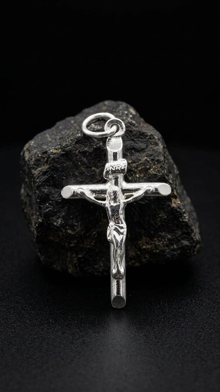 925 Sterling Silver Medium Crucifix Handmade Cross Pendant Gift - Solid