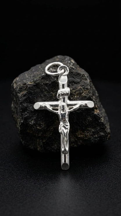 925 Sterling Silver Medium Crucifix Handmade Cross Pendant Gift - Solid
