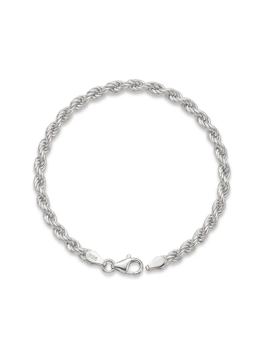 925 Sterling Silver Rope Bracelet 6mm Width - 8.5 inch