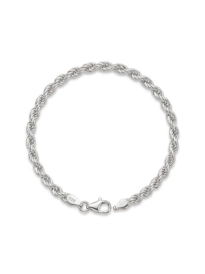 925 Sterling Silver Rope Bracelet 6mm Width - 8.5 inch