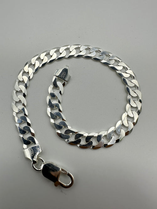 Solid 925 Sterling Silver Heavy Chunky Mens Curb Bracelet 8.5 inch