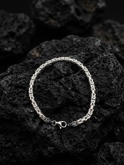 925 Sterling Silver Kings Byzantine Bracelet 4mm width - 8 inch