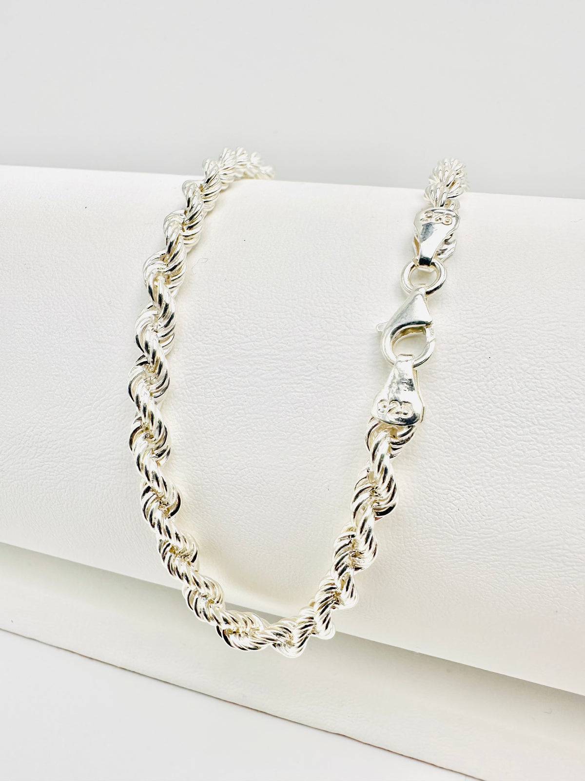 Sterling Silver Solid Twisted Rope Chain Necklace - 5mm width - 18” 20” 22” 24” Length