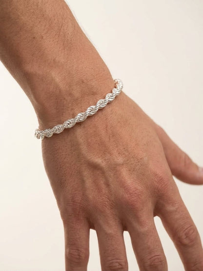 925 Sterling Silver Chunky Rope Bracelet 8mm Width - 8.5 inch