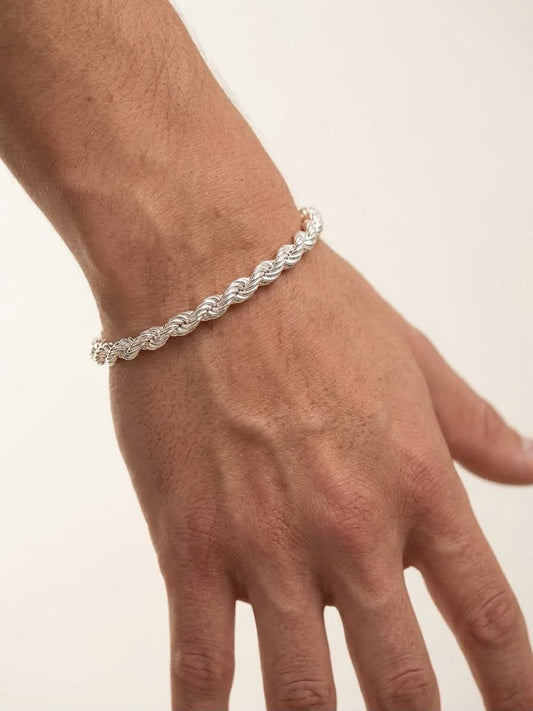 925 Sterling Silver Chunky Rope Bracelet 8mm Width - 8.5 inch