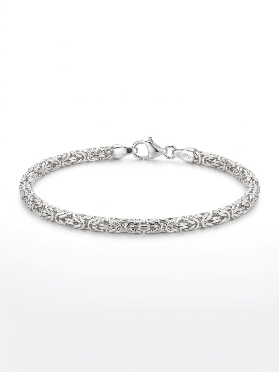 925 Sterling Silver Kings Byzantine Bracelet 2.5mm Width - 8.5 inch