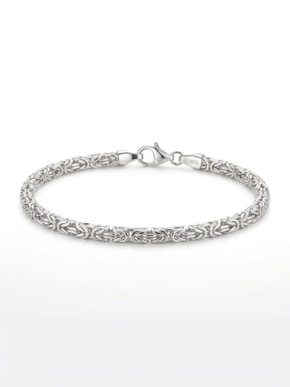 925 Sterling Silver Kings Byzantine Bracelet 2.5mm Width - 8.5 inch