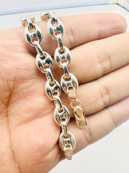 925 Sterling Silver Mens 10mm Width Anchor Mariner Bracelet 8.5 inch