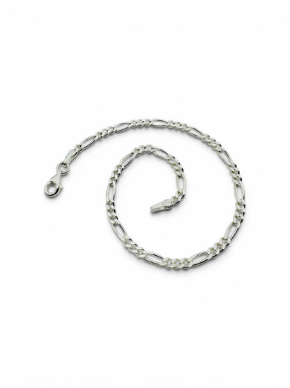 Chain the Men Sterling Silver Minimalist Mens Tokyo Figaro Bracelet 8 inch