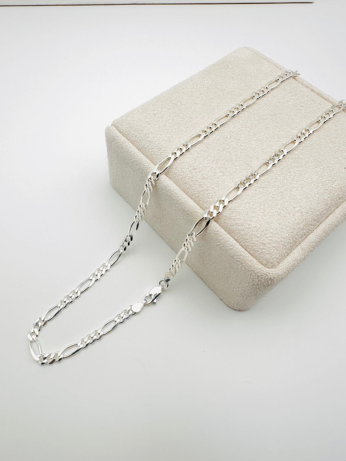 Sterling Silver Solid Figaro Chain Necklace - 5mm width - 18” 20” 22” 24” Length