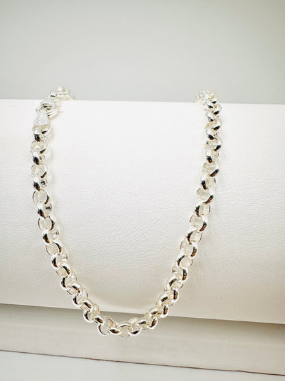 5mm Sterling Silver Round Belcher Chain Necklace - 18” 20” 22” 24” Length - Solid Silver - 925 Stamp - New