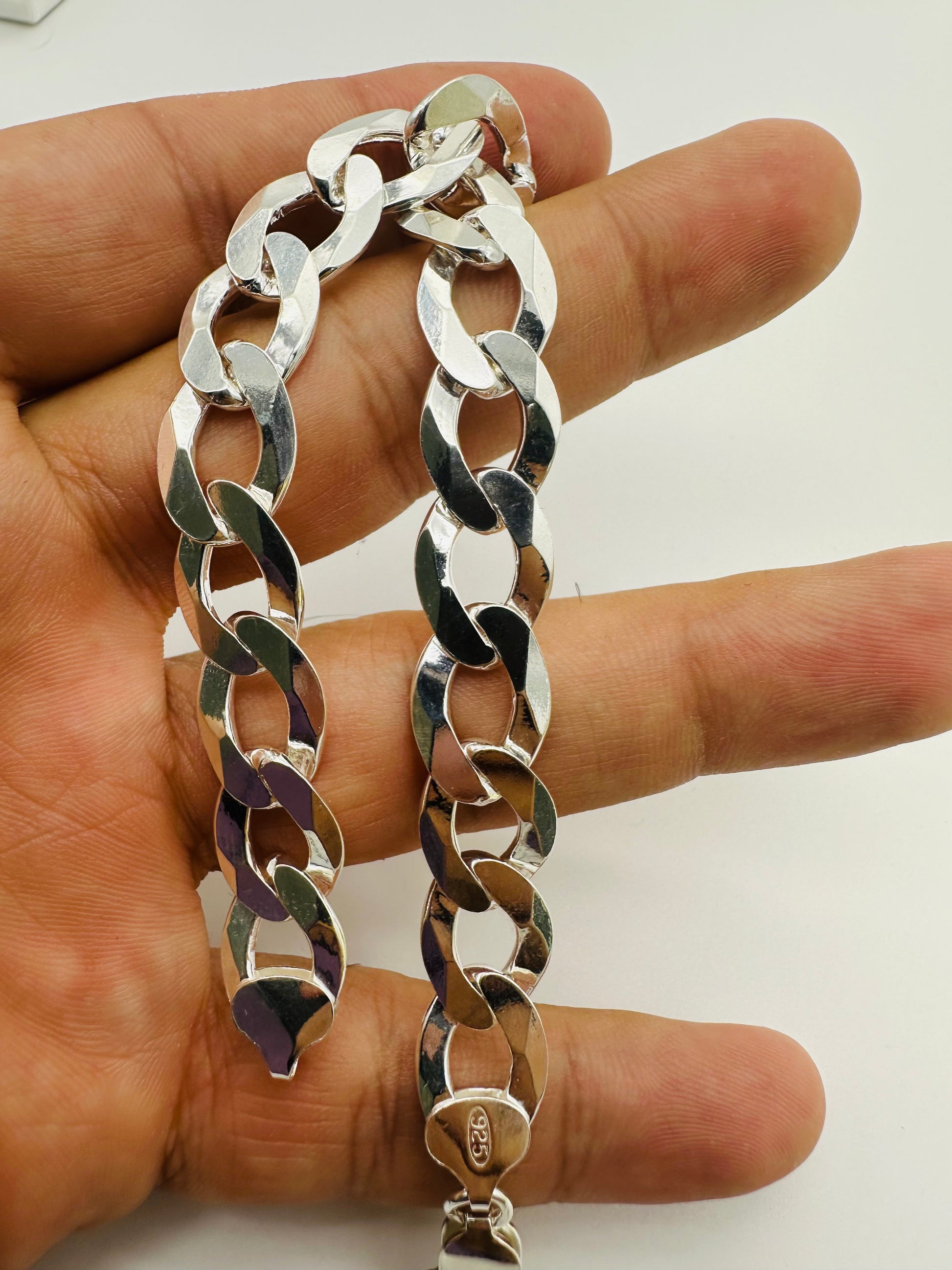 Solid 925 Sterling Silver Heavy Chunky Mens Curb Bracelet 8.5 inch