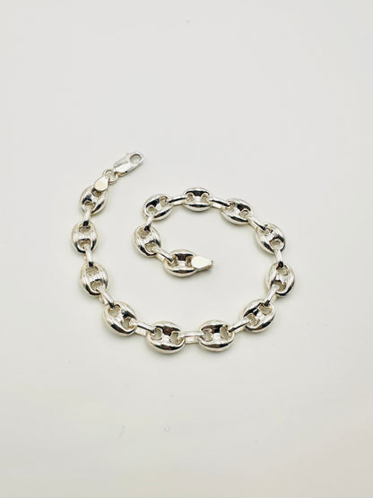 925 Sterling Silver 8mm Width Anchor Mariner Bracelet 8.5 inch