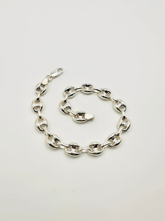 925 Sterling Silver 8mm Width Anchor Mariner Bracelet 8.5 inch